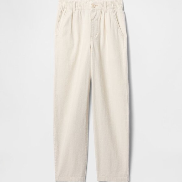 GAP Womens cream wide leg linen Easy Wear elastic waist chino Pant Size Med - Picture 2 of 8